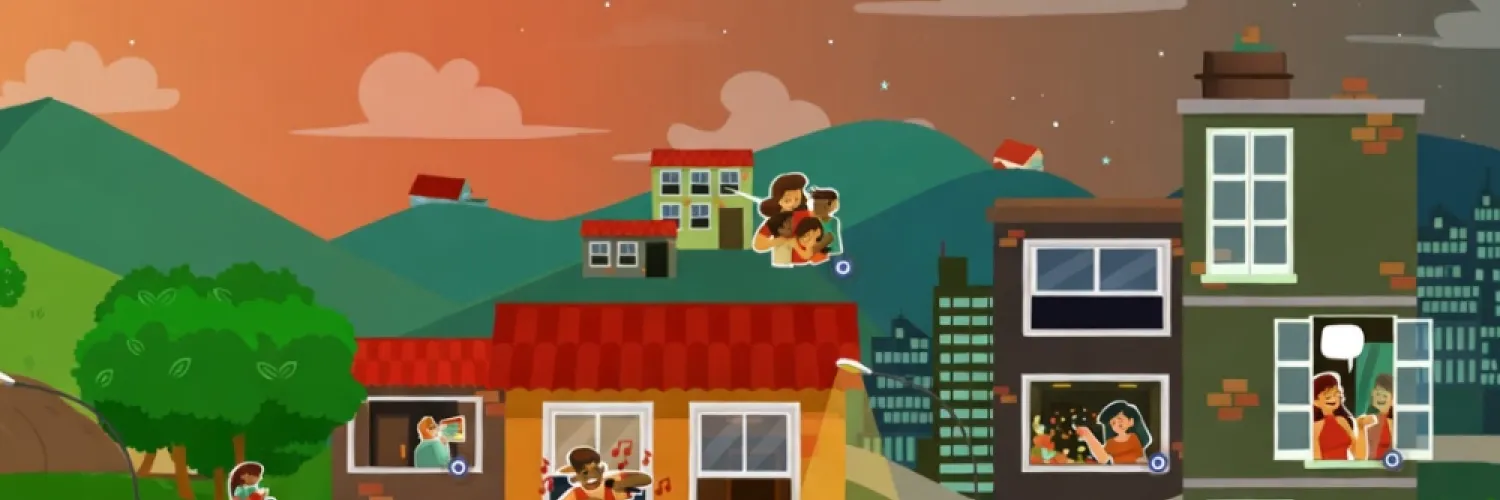 Banner Ilustración de personas en sus viviendas - Relatos sobre el Confinamiento, Univalle 2020